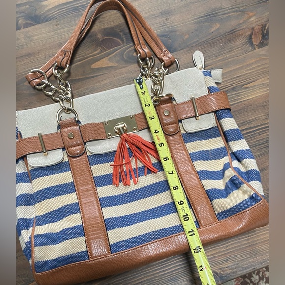 Aldo blue and off-white canvas tote - Picture 5 of 11